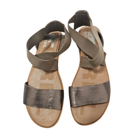 SOREL Ella II Flat Sandal in Ash Brown Size 8 - Picture 1 of 5